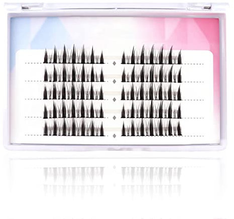 Riceel Cils individuels Cluster Faux-cils, DIY Cluster Unique de Taille Mixte Individual lashes Faux cils petit diable européen et américain, False Mink Greffage de Faux cils (8-12MM)