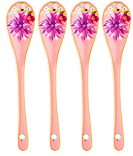 Maxwell & Williams Teas & C's Dahlia Daze Keramik-Teelöffel-Set, 4 Stück, Pink, Geschenkbox