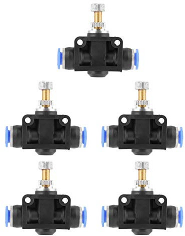 Pneumatisches Luftstromregelventil 6mm 5er Set Drosselventil für Industrie Druckluft Armaturen