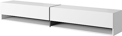 Selsey TV Schrank Board Sideboard Fernsehtisch Fernsehschrank 200 cm Hängend Mit Graphitem Akzent Weiß Mirrgo