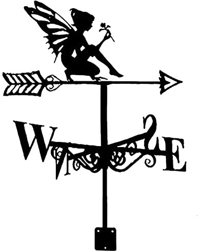 Girouette en métal, indicateur de Direction du Vent de girouette de fée de Fleur avec Support de Montage Outil de Mesure de girouette résistant à la Corrosion pour la décoration de Jardin extérieur