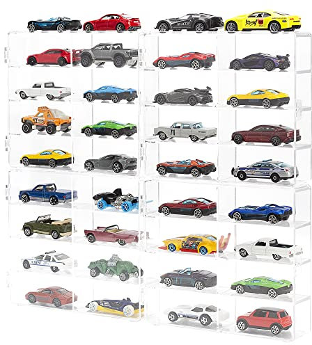 KISLANE Acrylic Display Case for Toy Cars, Matchbox Cars - 32 Slots (Extra Large)