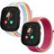 2-Stück Nylon Armbänder kompatibel mit Xplora X6/Anio 6 Armband, Kids Smartwatch Klettverschluss Mädchen Jungen Verstellbare Ersatz Armbänder für X6 Play/X6 Pro/Anio6,Regenbogen+Granatapfel rot
