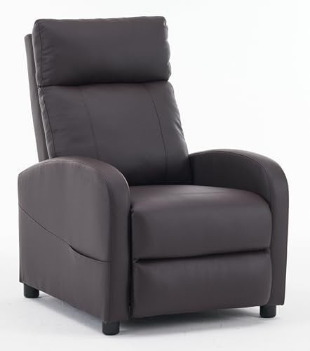 Requena Recliner Armchair, PU Leather Sofa Lounge Seating with Adjustable Leg Rest and Reclining Functions for Living Room HQ-8256 Brown