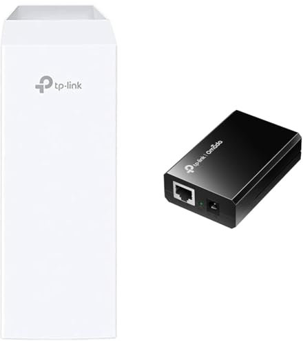 TP-Link Pharos Serie CPE210 Outdoor WLAN Access Point & 802.3at/af Gigabit PoE Injector, Non-PoE to PoE Adapter, Supplies up to 60 W, LED Indicator,Plug & Play, Desktop/Wall-Mount, Black