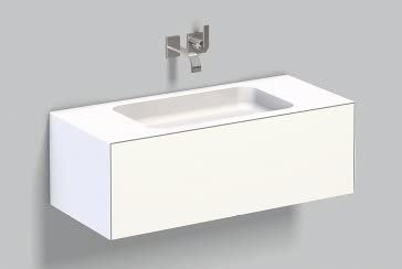 Alape WP.Folio4 Waschplatz, 1004x350x450mm, Waschtischunterschrank 1 Vollauszug, Waschtisch ohne Hahnloch, 515651, Farbe (Front/Korpus): Lack seidenmatt weiß