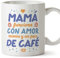 MUGFFINS Tazas para MADRE/MAMÁ - En Español - Mamá amor, mimos y café - 11 oz / 330 ml - Regalo original y divertido
