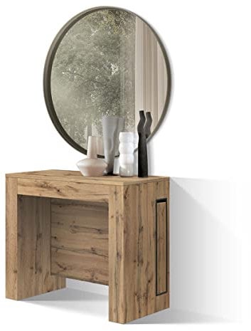 Pazzo Design, Table Console Extensible avec Porte Rallonges Elvire, Chêne Rustique, Jusqu'à 12 Places, Table Console Cuisine, Made in Italy, De 45 à 300 cm - id_1931