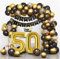 Bluelves Deko 50 Geburtstag Schwarz Gold, Luftballon 50. Geburtstag, 50 Jahr Geburtstagdeko, Happy Birthday Girlande Ballon Dekoration für Mann Frauen