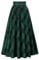 Viktorianische Kariert Rock Damen Vintage High Waist mit Kordelzug Lange Röcke Schwarz Grün Plaid M