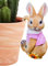 PEIQICHU Cute Rabbit Plants Pot Hanger Resin Easter Bunny Statue Flower Pot Planter Hanging Decorative Bunnies Wear Pink Cloth Sculptures Outdoor Garden Lawn Ornaments Home Office