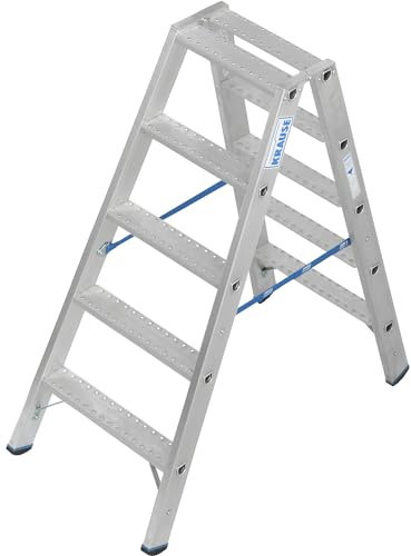 KRAUSE | Alu-Stufenstehleiter | mit R13-Rutschhemmung | beidseitig begehbar | 2x5 Stufen