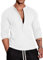 Muscle Cmdr Men's Waffle Henley Shirts Long Sleeve T-Shirt Stylish Casual 5 Buton Placket Thermal Underwear White L