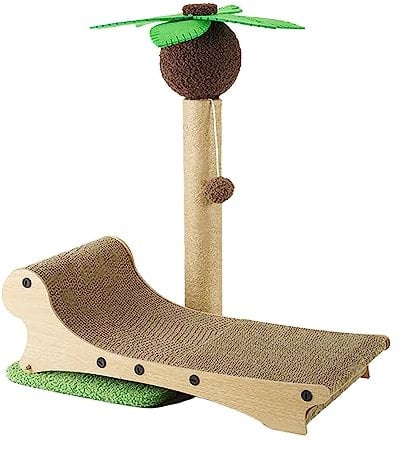 BEIJIALY Cat Hammock with Coconut Palm Tree Scratching Post, Cat Scratching Post with Beach Chair Multifunctional Sisal 4 Season Universal Cat Scratching Board Nest