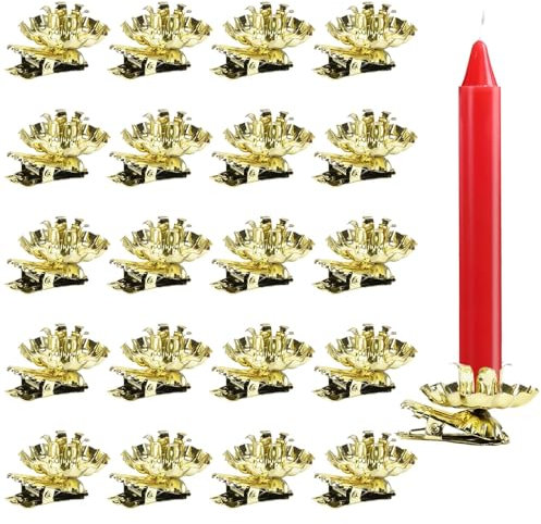 TAIKOUL Baumkerzenhalter Gold Clip Für Weihnachtsbaum 10er Set Kerzenhalter Weihnachtsbaum Für Kerzen Mit Einem Durchmesser Von 10–15 mm
