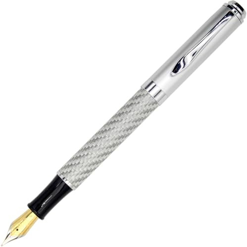 Gullor Metal Carbon Fiber Fountain Pen, Extra Fine Nib (0.38 mm Tip), Red