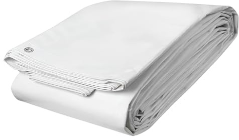White Tarpaulin 6 x 8 m Waterproof - Heavy Duty 90 GSM Tarp Sheet with Reinforced Edges & Metal Eyelets - UV Resistant, Mould Proof, Tear Resistant Cover for Garden, Camping, Furniture, Groundsheet