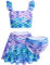 Arshiner Mädchen Bikini Set 3 Stück Kinder Rüschen Tankini mit Rock Meerjungfrau Badeanzug Bademode Schwimmanzug Blau 160/11-12 Jahre