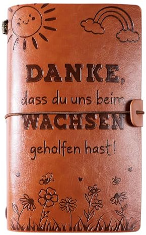 GEBETTER Geschenk für Lehrer Erzieherin A6 Kunstleder Tagebuch „DANKE, dass du uns beim WACHSEN geholfen hast“ Abschiedsgeschenk Notizbuch Vintage Reise Journal Dankeschön für Professor Lehrerin