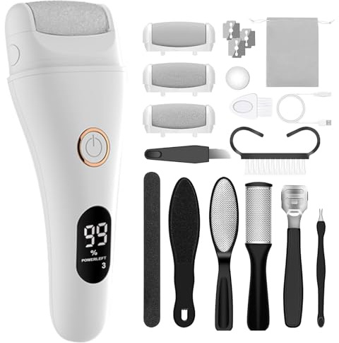 Hornhaut Entfernen Fuß Elektrisch - Elektrischer Hornhautentferner - Electric Callus Remover mit 3 Gear, 3 Typen Rollen, IPX7 Wasserdicht Fußfeile für Rissige Fersen, Hornhaut entfernen, Tote Haut