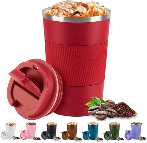 Eastrise Travel Mug,Insulated Coffee Cup with Leakproof Lid,Reusable Travel Coffee Mug,Stainless Steel Coffee Cup for Hot or Cold Drinks(Red/18oz)