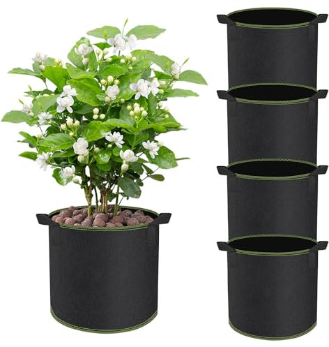 CHIHOLEN 4 Stück 6L Pflanzsack,Vliesstoff Pflanztasche mit Griffe für Kartoffeln, Tomaten und Erdbeeren, für Balkon Terrasse Gewächshaus & Garten - 2 Gallonen