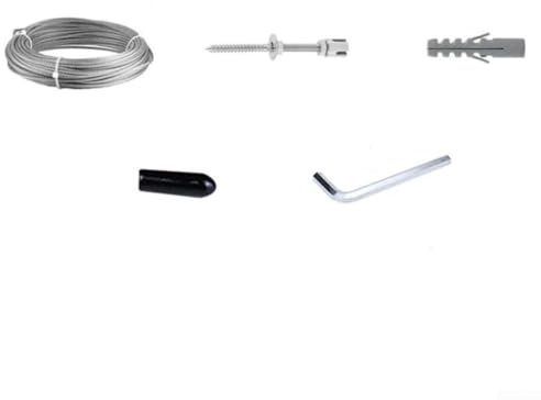 Pflanzenkletter-Stützset, Edelstahl-Draht-Rankgitter-System, Ranken-Befestigungsset mit 12 m Seil, Kreuz-Clips, Erweiterungsrohre, Scheiden, für Gartenzaun, Wand, DIY, vertikale Gartenarbeit (24 m)
