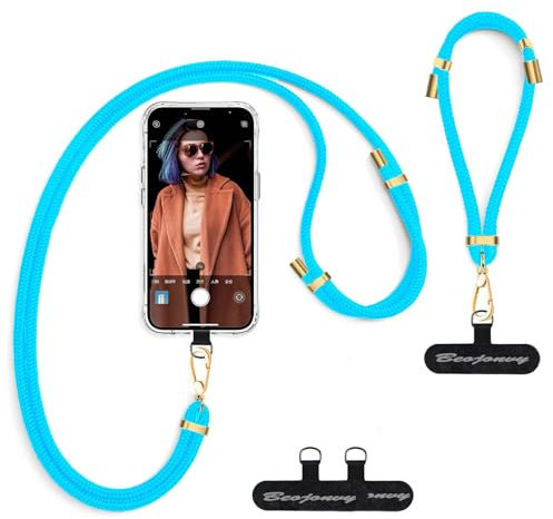 Beojonvy Cordino per Cellulare Universale, Cordino Regolabile Senza Custodia con Fascia per Polso e 2 Patch, Adatto a Tutti Gli Smartphone per Vacanze Outdoor, Viola Mela