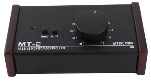 Tissting Passive Monitor Controller, XLR 3.5mm Interface Large Volume Knob Mute Control Passive Stereo Volume Controller for Studio Monitoring Home Studio DAW Connectivity