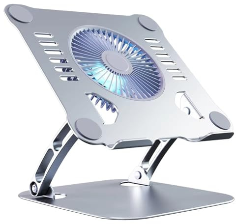 Uxsjakjsd Laptop Tablet Stand Laptop Tablet Cooler Stand with Cooling Fan Heat Dissipation Stand for Laptop Desktop Cooler Aluminum Notebook Holder Sliver