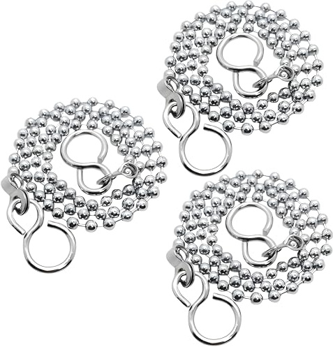 3PCS Bath Plug Chain For Bathroom Sink Plug Chain Replacement With S Shaped Hook 450mm (18inch) - Stainless Steel Bath Chain Ball (3)