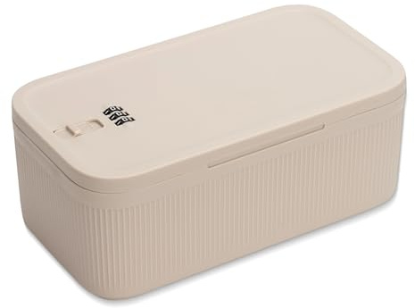 LUPATDY Kleine Abschließbare Box, Aufbewahrungsbox mit Zahlenschloss, Tragbar Sicherheitsbox für Medikamente, Handy, Snacks, mini safe für Kühlschrank, Büro & Reisen, 23.5 * 12.8 * 9.2 CM, Weiß