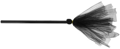 Veemoon Halloween Witch Broom Prop Black Small Wizard Besom with Spider Web Fabric for Party Decoration and Halloween Costume Accessory