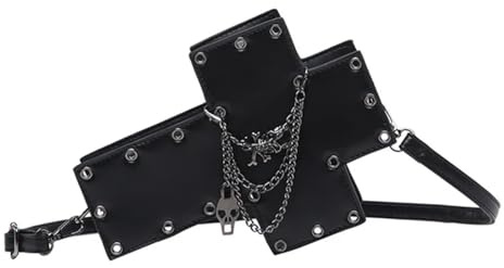 ZYAGH Subculture Handtasche Damen, personalisierte Umhängetasche, Gothic-Damen, schwarzer Totenkopf, vernietete Umhängetasche