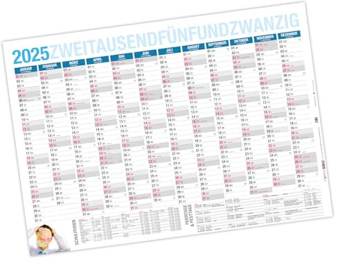 itenga XXL Premium Jahresplaner 2025 Wandkalender DIN A0 (118,9x84,1cm) 250g/m² gerollt stabil blau