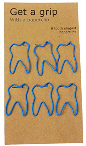 Büroklammern in Zahnform, 4 x 2,5 cm, 6 Stück, ideal für Zahnarzt und Studenten der Zahnmedizin