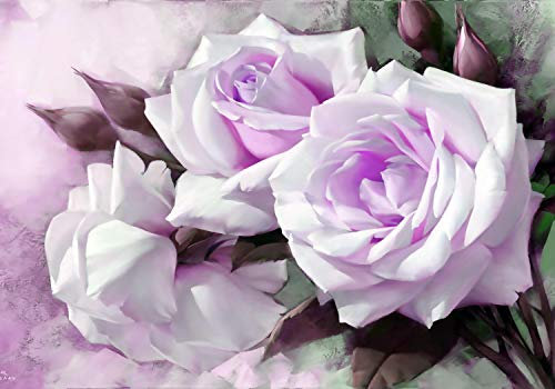 wandmotiv24 Photo murale Roses violet rose M 250 x 175 cm - 5 pièces photo, papier peint non tissé Peint, mur, fleurs M1777
