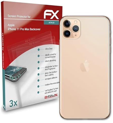 atFoliX Schutzfolie kompatibel mit Apple iPhone 11 Pro Max Backcover Folie, ultraklare und flexible FX Displayschutzfolie (3X)