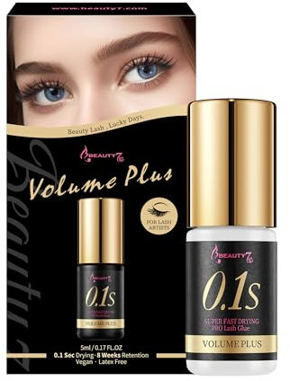 Volume Plus Negro Pegamento Adhesivo 0.1 Segundos de Secado Rápido para Extensión de Pestañas Pelo a Pelo 5ml para Profesionales