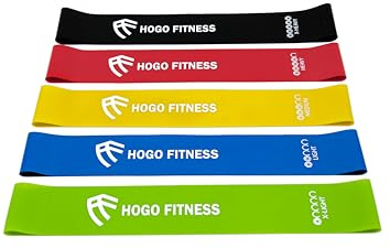 Hogo Fitness Widerstandsbänder [5er Set] Fitnessband Gymnastikband 100% Naturlatex mit Tragebeutel für Muskelaufbau, Yoga,usw