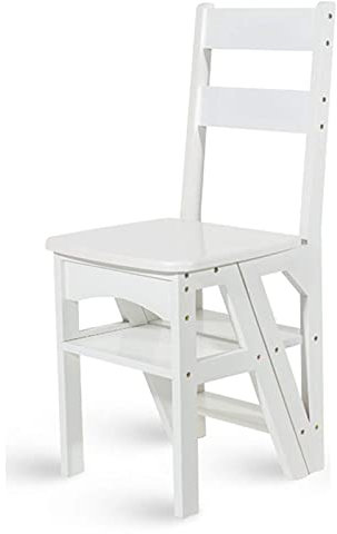 Sywlwxkq Scala Pieghevole a gradini, Sgabello a 4 gradini Sgabello a Scala Portatile Multiuso per Interni, Sgabello da appoggio in Legno con capacità di carico di 150 kg per Cucina Ufficio,