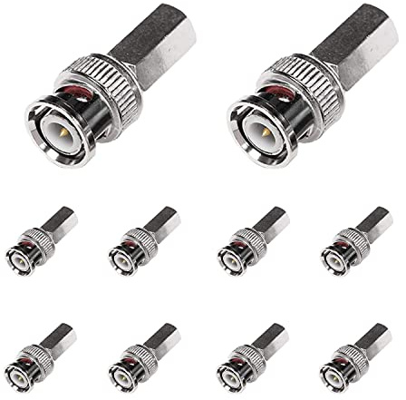 BRIEFCEC BNC Steckeradapter RG59/RG6 und SDI Adapter für CCTV, Video, Koaxialkabel (Adapter-1, 10Stü, Silber)