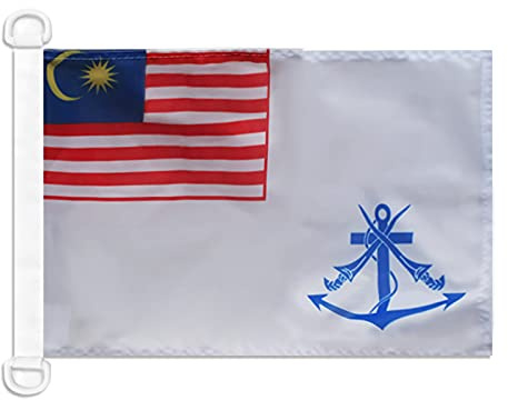 AZ FLAG Malaysia Naval Ensign Boat Flag 45x30 cm Plastic Rings | Outdoor and marine use 12x18 in boat flag weather resistant with double stitched seams and reinforced edges mesh polyester