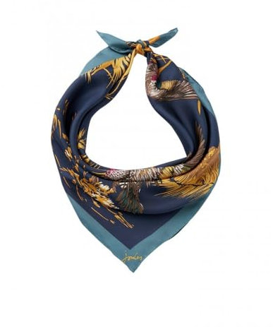 Joules Bloomfield Damen Schal, quadratisch, Seide, bedruckt, Marineblau, Marineblaue Stockente, One size