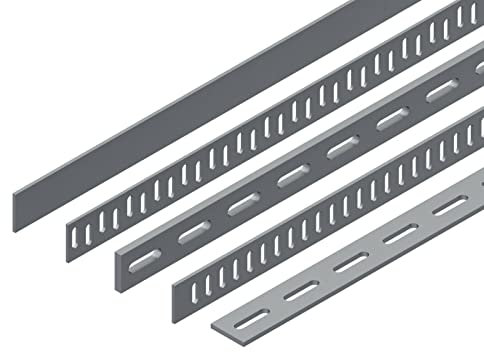 Nordost Elektromontagen GmbH Flacheisen Kabelkanalabdeckung Grau 40x10 mm Längst gelocht 40x9 mm, Länge wählbar, 2000 mm