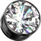 Piercingfaktor Ohr Plug Edelstahl Flesh Tunnel Piercing Ohrpiercing Schraub Schraubverschluß mit großen klaren Kristall Stein 6mm Schwarz Clear