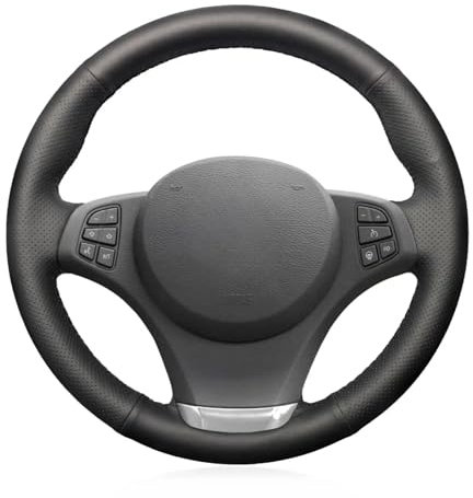 MEWANT Atmungsaktive, maßgeschneiderte Lenkradhülle für BMW X3 E83 2007–2010 / X5 E53 2000–2006, Lenkradzubehör für BMW X3 X5, aus schwarzem Mikrofaser-Leder