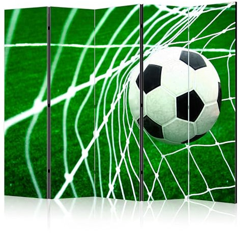 murando Raumteiler Foto Paravent Fußball 225x172 cm beidseitig auf Vlies-Leinwand Bedruckt Trennwand Spanische Wand Sichtschutz Raumtrenner Design Netz Tor Feld i-C-0173-z-c