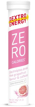 DEXTRO ENERGY ZERO CALORIES PINK GRAPEFRUIT+KOFFEIN - 12x20 Brausetabletten (12 Stück) - Zusatz von Natrium, Magnesium, Chlorid, Calcium und Kalium für Elektrolyt