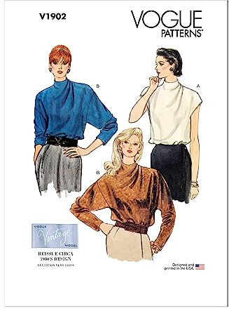 Vogue Sewing Pattern V1902 Misses’ Blouse 1980s Vintage Vogue